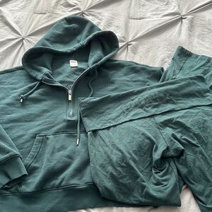 Pink fold over yoga set